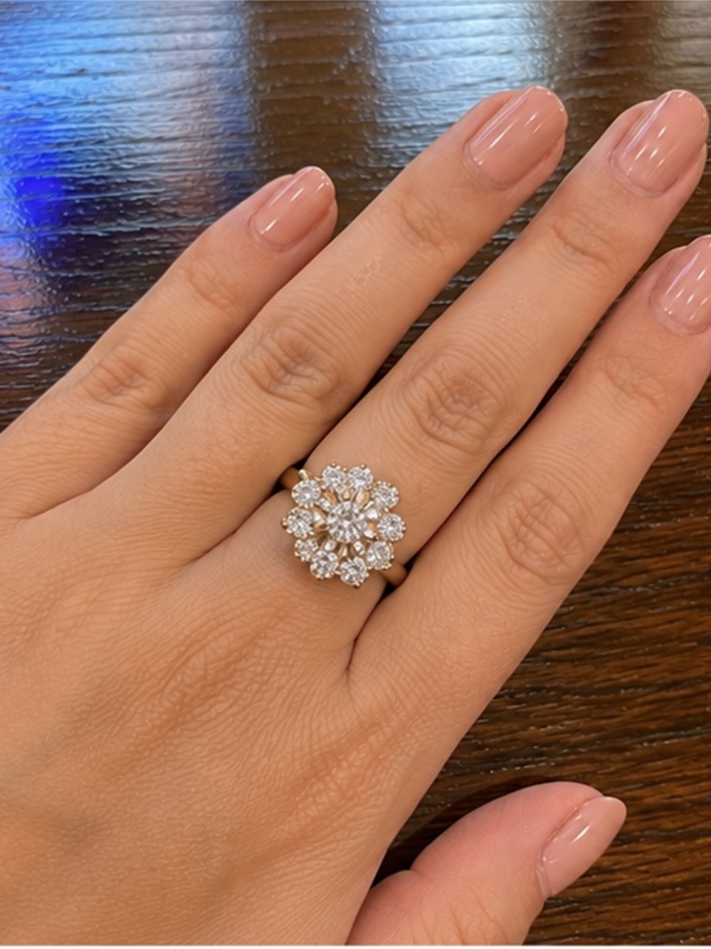 Vintage Sarah Coventry Gold CZ Floral Ring